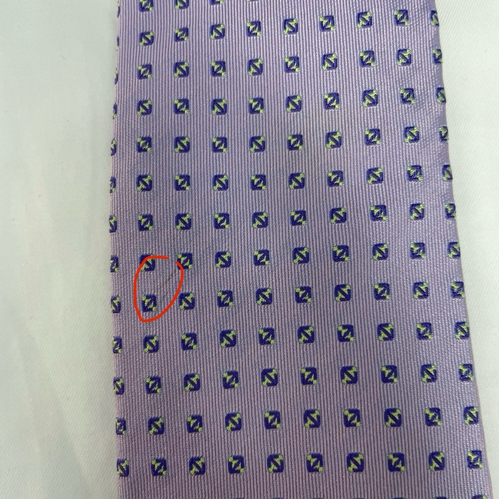 Hermes 100% Silk Lavender Geometric Men's Tie - Picture 6 of 6